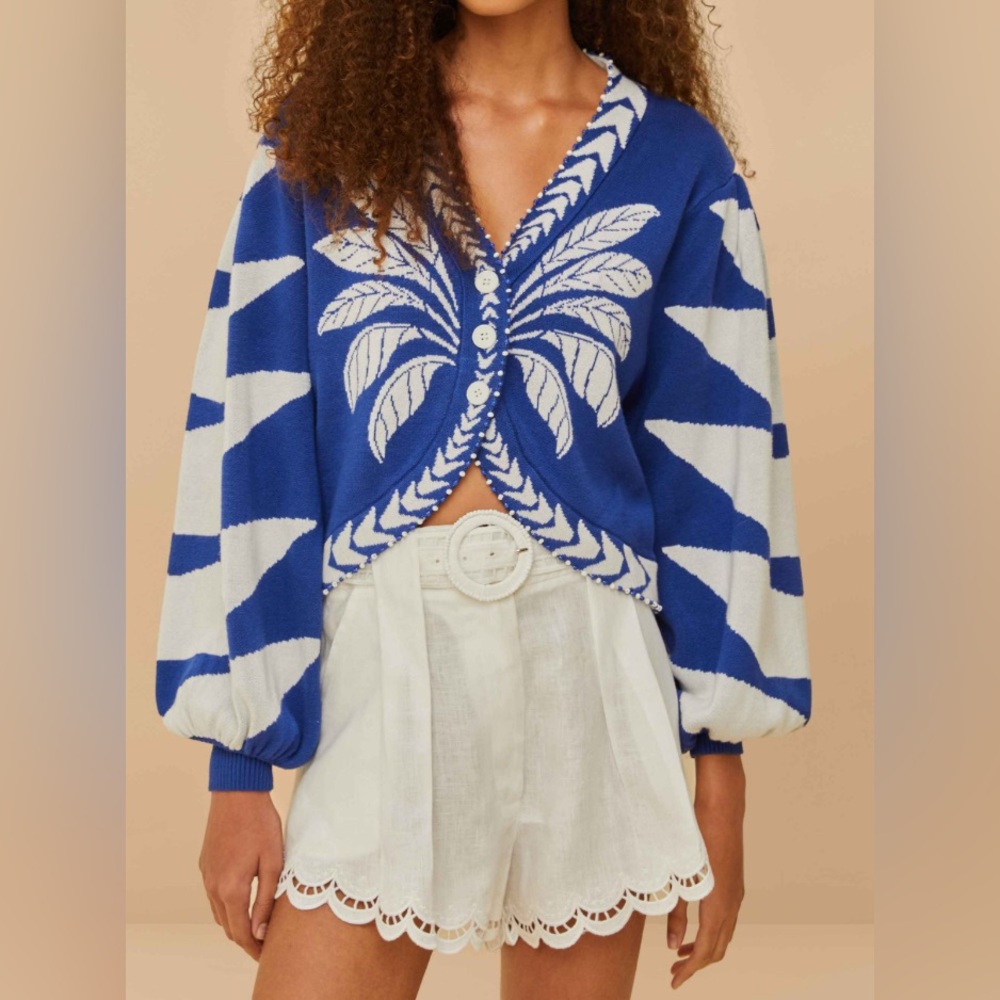 FARM RIO blue patterned cardigan